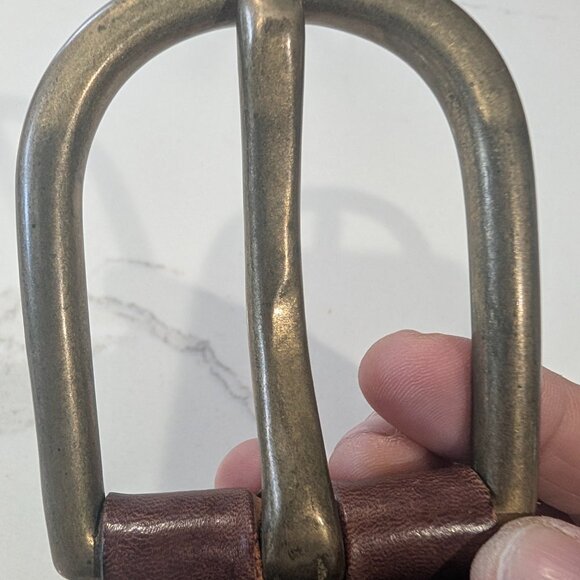 Vintage DKNY Braided Leather Belt Dark Brown Gold Buckle 38in/2in Wide - Picture 4 of 9